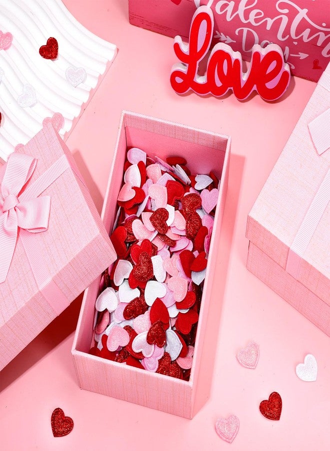 FYSUIMU 300Pcs Valentine's Day Felt Hearts Decoration Glitter Red Pink White Felt Heart Romantic Mini Heart Confetti for Wedding Mother's Day DIY Crafts - Image 3